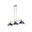 Golden Duncan 3-Light Linear Pendant, Aged Brass/Navy Blue
