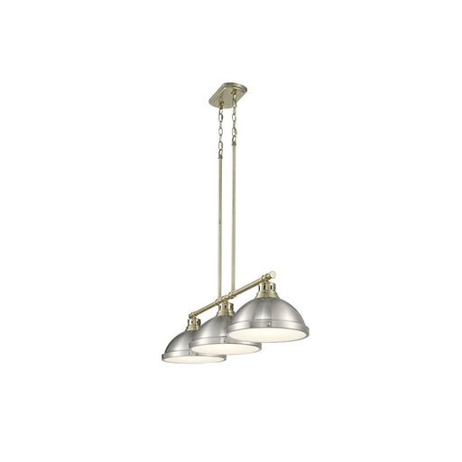 Golden Lighting Duncan 3-Light Linear Pendant, Aged Brass/Pewter