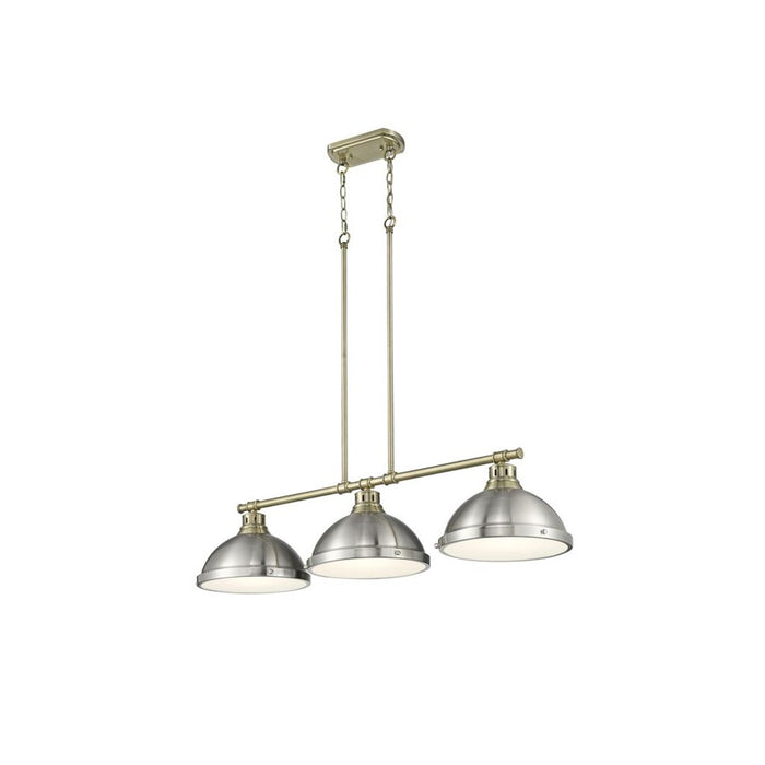 Golden Lighting Duncan 3-Light Linear Pendant, Aged Brass/Pewter