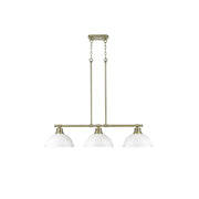 Golden Duncan 3-Light Linear Pendant, Aged Brass/Matte White - 3602-3LPAB-WHT