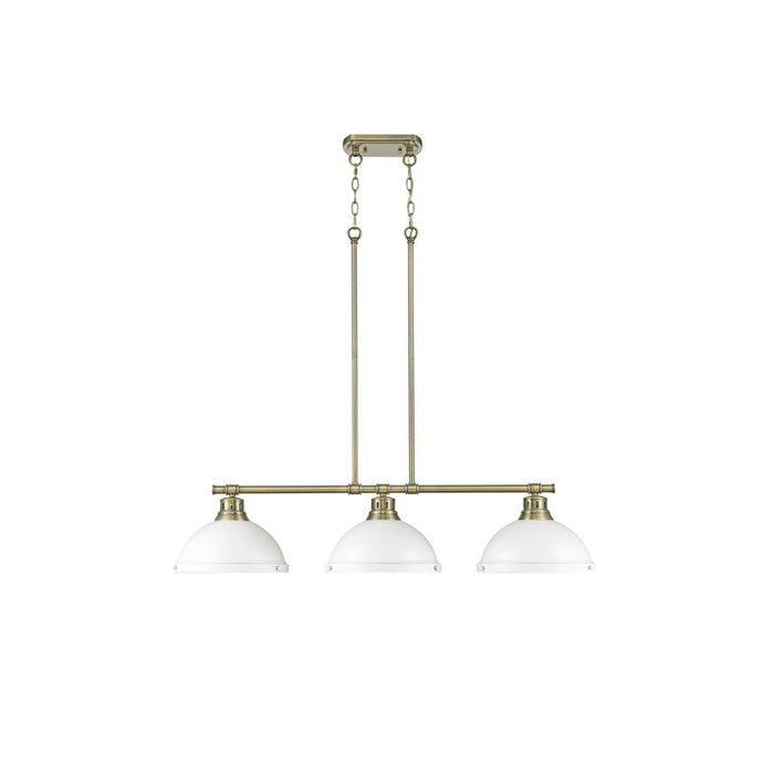 Golden Duncan 3-Light Linear Pendant, Aged Brass/Matte White - 3602-3LPAB-WHT