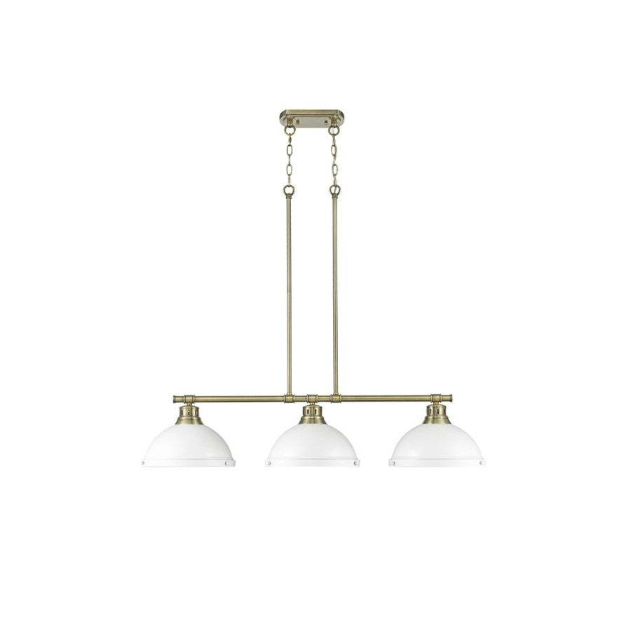 Golden Duncan 3-Light Linear Pendant, Aged Brass/Matte White - 3602-3LPAB-WHT