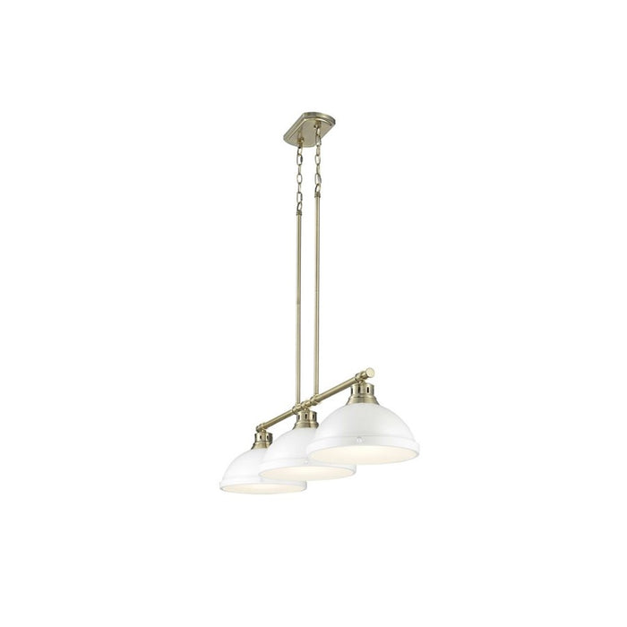 Golden Duncan 3-Light Linear Pendant, Aged Brass/Matte White