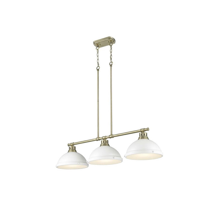 Golden Duncan 3-Light Linear Pendant, Aged Brass/Matte White