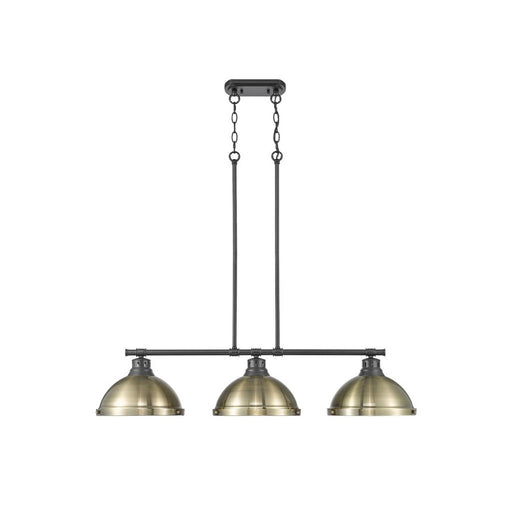 Golden Duncan 3-Light Linear Pendant, Matte Black/Aged Brass - 3602-3LPBLK-AB