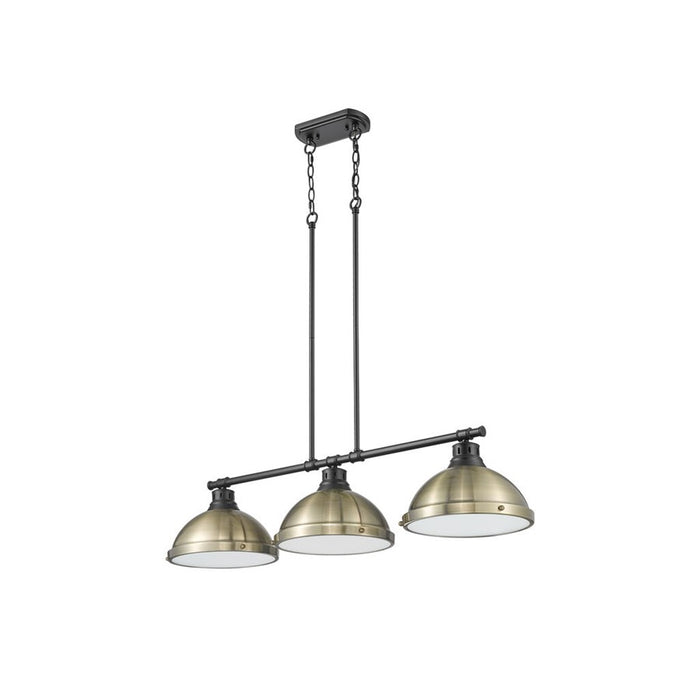 Golden Duncan 3-Light Linear Pendant, Matte Black/Aged Brass
