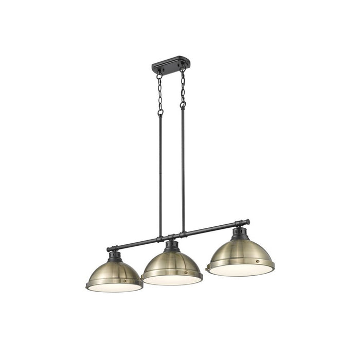 Golden Duncan 3-Light Linear Pendant, Matte Black/Aged Brass