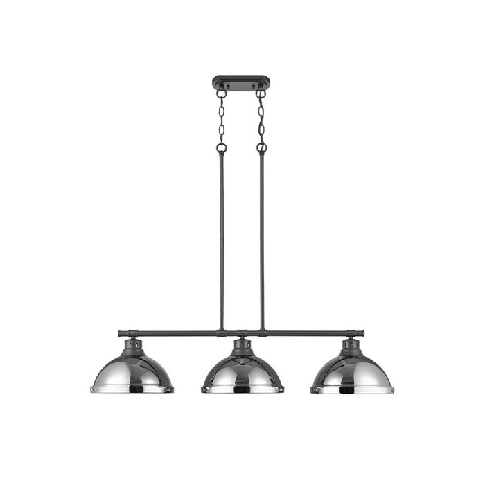 Golden Duncan 3-Light Linear Pendant, Matte Black/Chrome - 3602-3LPBLK-CH
