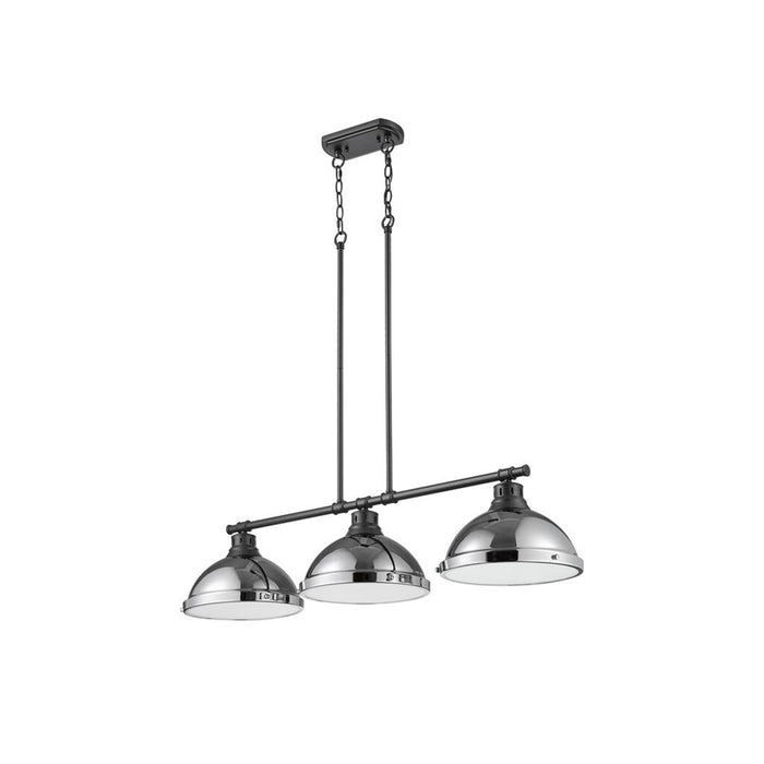 Golden Duncan 3-Light Linear Pendant, Matte Black/Chrome