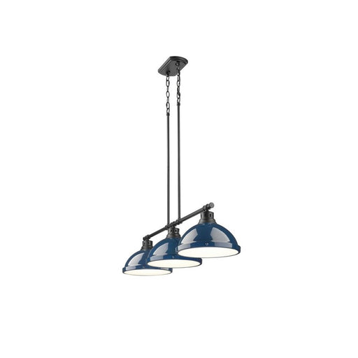 Golden Duncan 3-Light Linear Pendant, Matte Black/Navy Blue