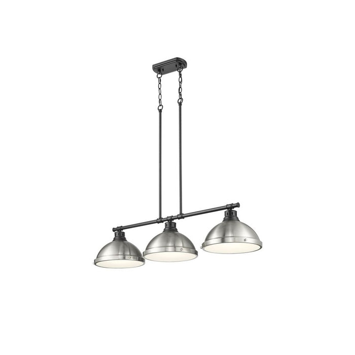 Golden Duncan 3-Light Linear Pendant, Matte Black/Pewter