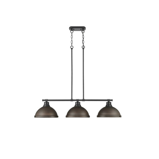 Golden Duncan 3-Lt Linear Pendant, Matte Black/Rubbed Bronze - 3602-3LPBLK-RBZ