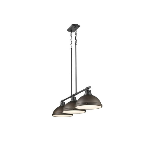 Golden Duncan 3-Lt Linear Pendant, Matte Black/Rubbed Bronze