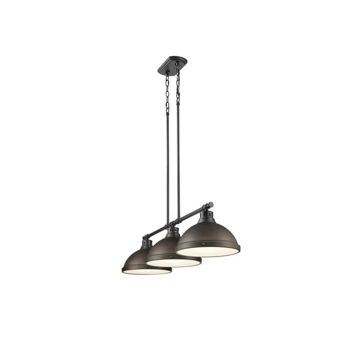 Golden Duncan 3-Lt Linear Pendant, Matte Black/Rubbed Bronze