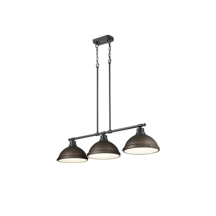 Golden Duncan 3-Lt Linear Pendant, Matte Black/Rubbed Bronze