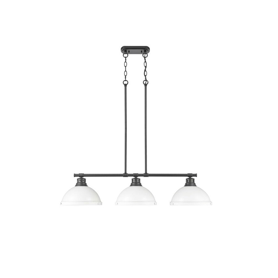 Golden Duncan 3-Light Linear Pendant, Matte Black/Matte White - 3602-3LPBLK-WHT