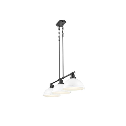 Golden Duncan 3-Light Linear Pendant, Matte Black/Matte White