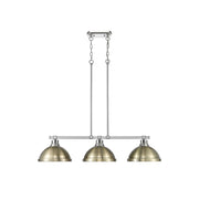 Golden Lighting Duncan 3-Light Linear Pendant, Chrome/Aged Brass - 3602-3LPCH-AB