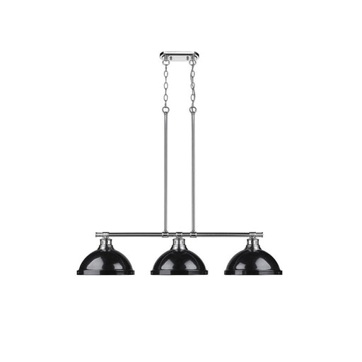 Golden Lighting Duncan 3-Light Linear Pendant, Chrome/Black - 3602-3LPCH-BK