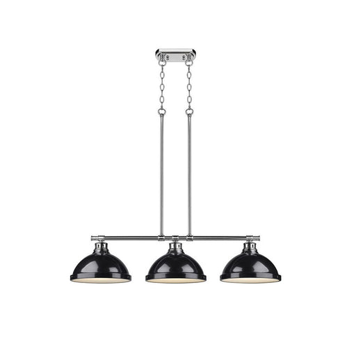 Golden Lighting Duncan 3-Light Linear Pendant, Chrome/Black