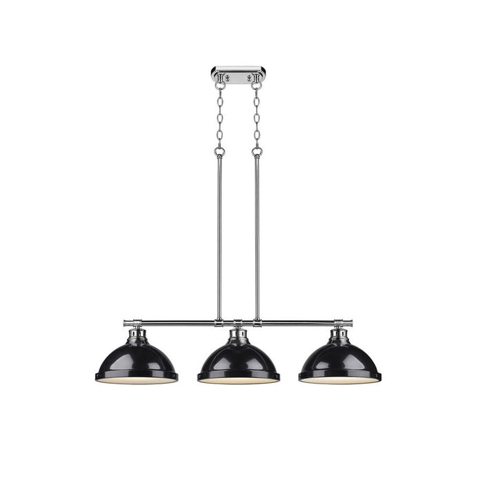 Golden Lighting Duncan 3-Light Linear Pendant, Chrome/Black
