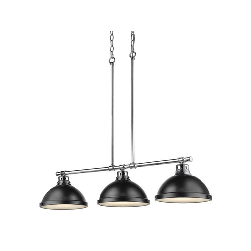 Golden Duncan 3-Light Linear Pendant, Chrome/Matte Black - 3602-3LPCH-BLK