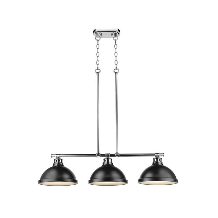 Golden Duncan 3-Light Linear Pendant, Chrome/Matte Black