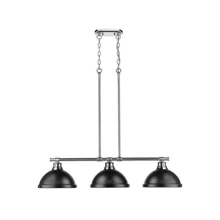 Golden Duncan 3-Light Linear Pendant, Chrome/Matte Black