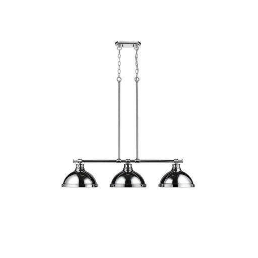 Golden Lighting Duncan 3-Light Linear Pendant, Chrome/Chrome - 3602-3LPCH-CH
