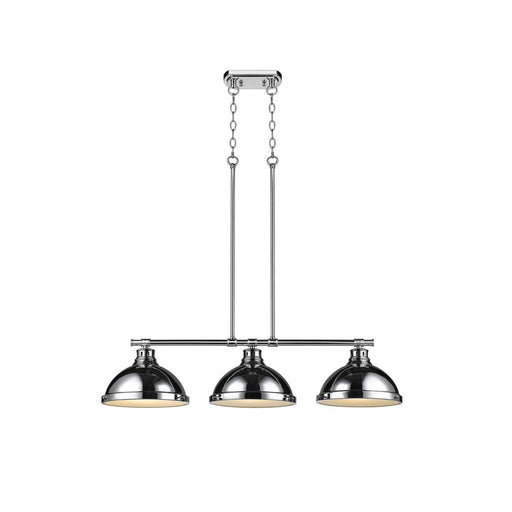 Golden Lighting Duncan 3-Light Linear Pendant, Chrome/Chrome