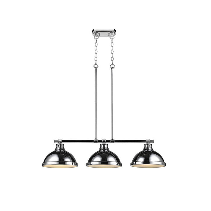 Golden Lighting Duncan 3-Light Linear Pendant, Chrome/Chrome