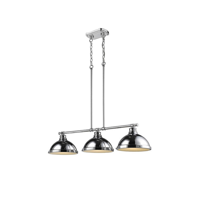 Golden Lighting Duncan 3-Light Linear Pendant, Chrome/Chrome