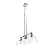 Golden Lighting Duncan 40in 3-Light Island Light | Farmhouse Chrome and Clear Glass | Kitchen Island & Dining Room | Model 3602-3LP CH-CLR