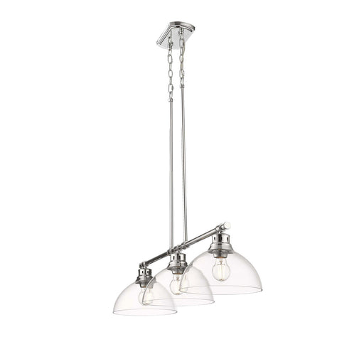 Golden Lighting Duncan 40in 3-Light Island Light | Farmhouse Chrome and Clear Glass | Kitchen Island & Dining Room | Model 3602-3LP CH-CLR