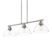 Golden Lighting Duncan 40in 3-Light Island Light | Farmhouse Chrome and Clear Glass | Kitchen Island & Dining Room | Model 3602-3LP CH-CLR