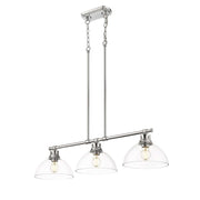 Golden Lighting Duncan 40in 3-Light Island Light | Farmhouse Chrome and Clear Glass | Kitchen Island & Dining Room | Model 3602-3LP CH-CLR