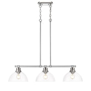 Golden Lighting Duncan 40in 3-Light Island Light | Farmhouse Chrome and Clear Glass | Kitchen Island & Dining Room | Model 3602-3LP CH-CLR