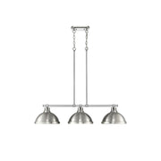 Golden Lighting Duncan 3-Light Linear Pendant, Chrome/Pewter - 3602-3LPCH-PW