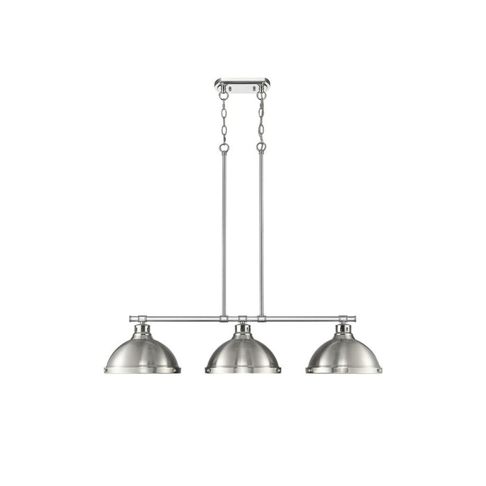 Golden Lighting Duncan 3-Light Linear Pendant, Chrome/Pewter - 3602-3LPCH-PW
