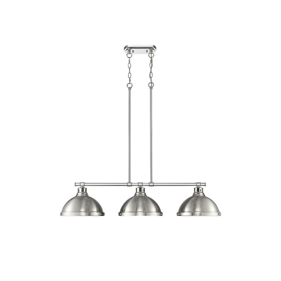 Golden Lighting Duncan 3-Light Linear Pendant, Chrome/Pewter - 3602-3LPCH-PW