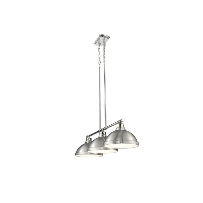 Golden Lighting Duncan 3-Light Linear Pendant, Chrome/Pewter