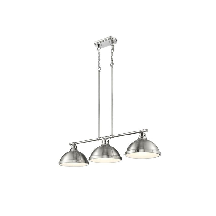 Golden Lighting Duncan 3-Light Linear Pendant, Chrome/Pewter