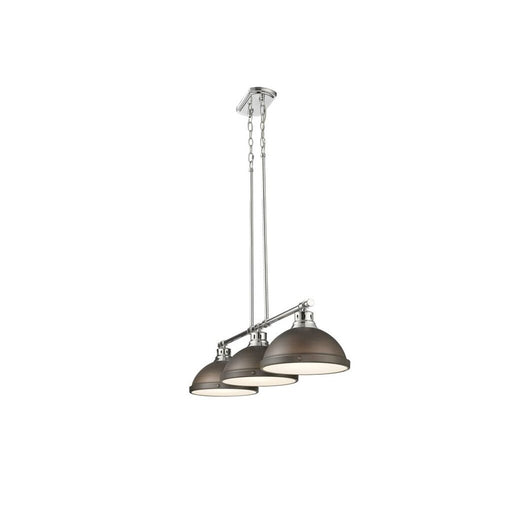Golden Duncan 3-Light Linear Pendant, Chrome/Rubbed Bronze