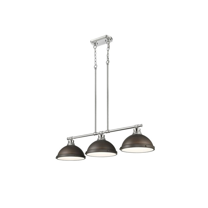 Golden Duncan 3-Light Linear Pendant, Chrome/Rubbed Bronze