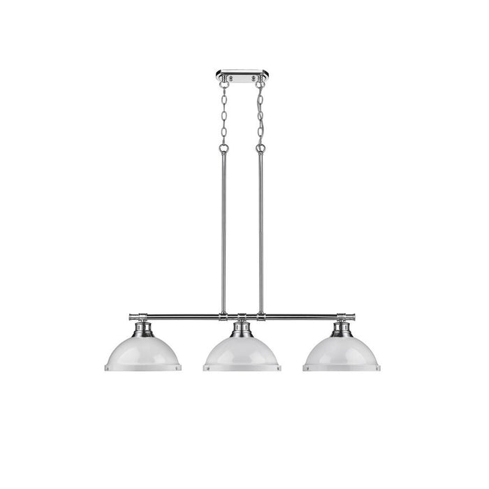 Golden Lighting Duncan 3-Light Linear Pendant, Chrome/White - 3602-3LPCH-WH