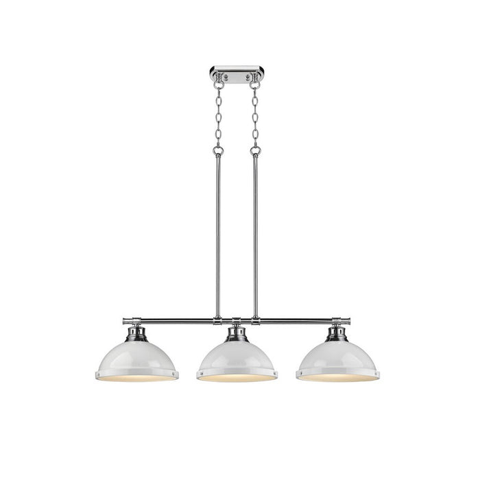 Golden Lighting Duncan 3-Light Linear Pendant, Chrome/White
