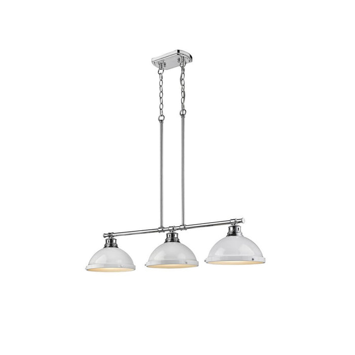 Golden Lighting Duncan 3-Light Linear Pendant, Chrome/White