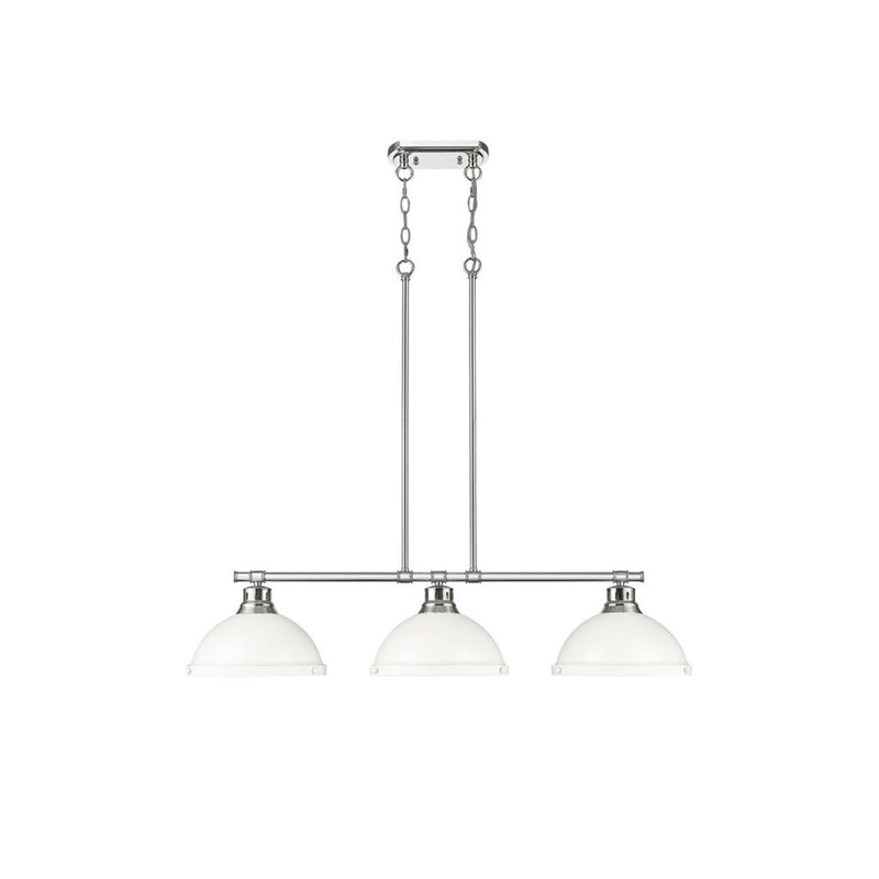 Golden Duncan 3-Light Linear Pendant, Chrome/Matte White - 3602-3LPCH-WHT