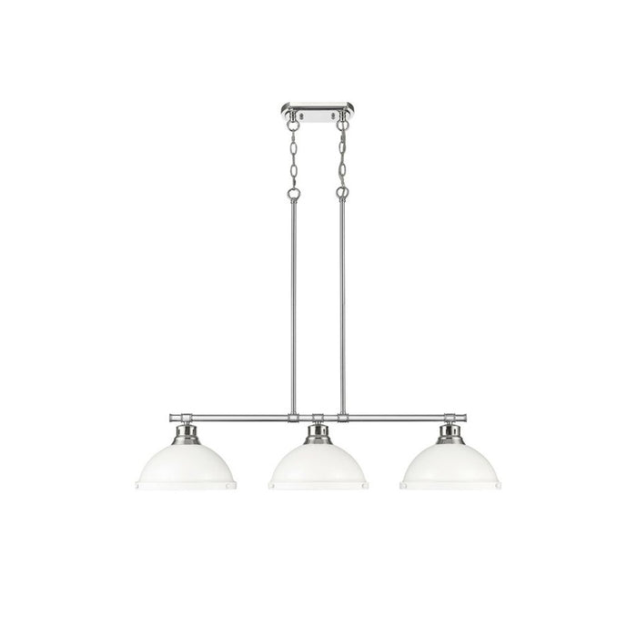 Golden Duncan 3-Light Linear Pendant, Chrome/Matte White - 3602-3LPCH-WHT