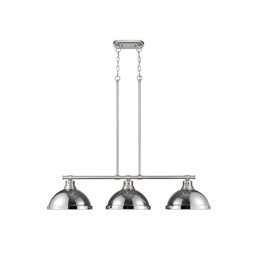 Golden Lighting Duncan 3-Light Linear Pendant, Pewter/Chrome - 3602-3LPPW-CH